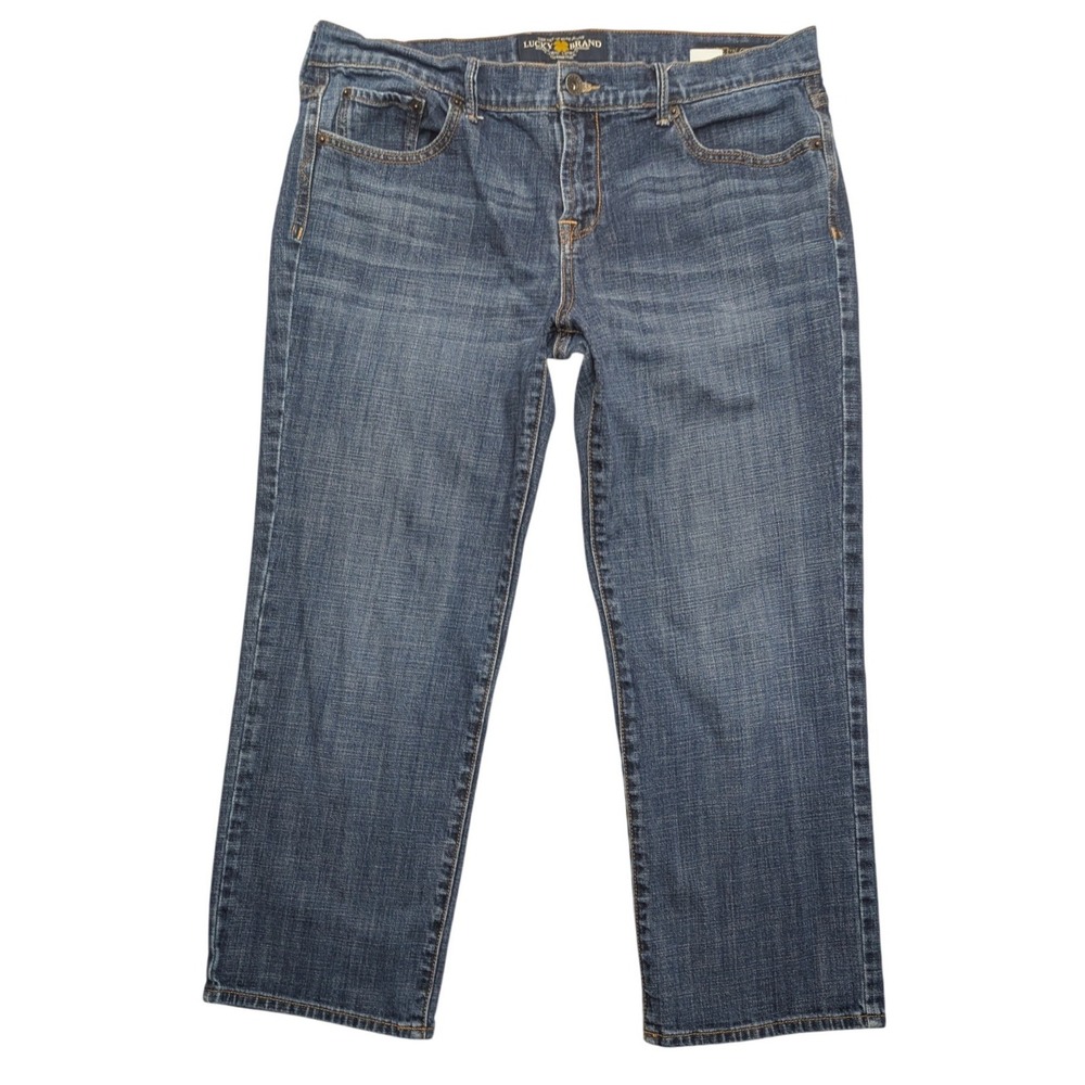 Lucky Brand Sweet 'N Crop Jeans Womens 14/32 Blue Medium Wash Straight Stretch